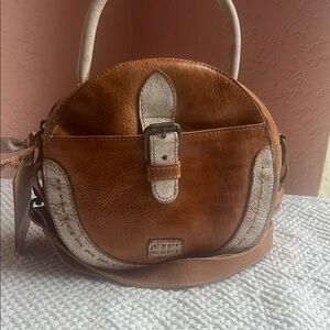Bed Stu Tan and Cream Crossbody Bag with Saddle-Style Design